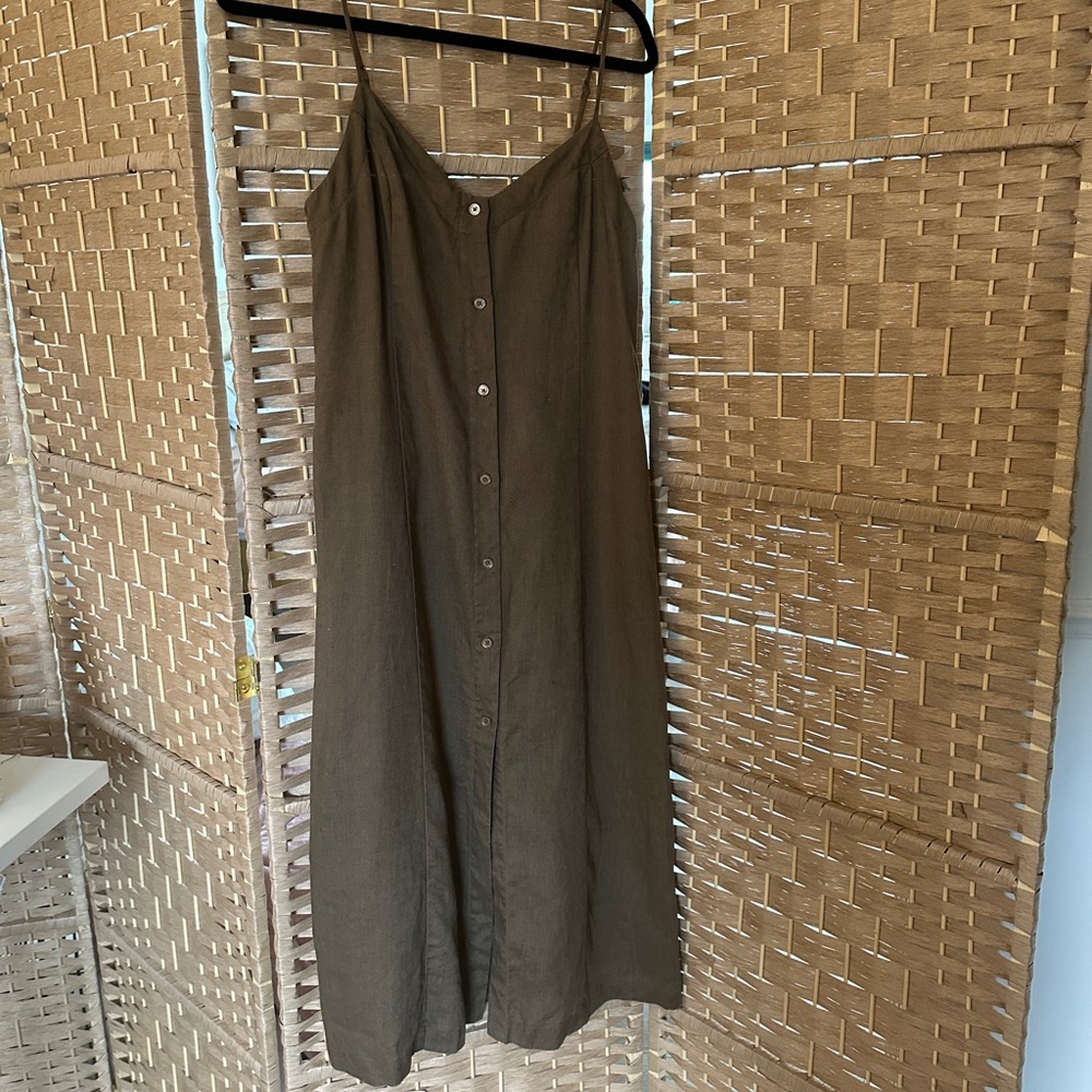 ARITZIA Wilfred Chariot Linen Button Up Midi Dress